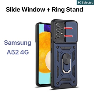 Samsung A52 A42 A52S A72 A32 4G 5G หน้าต่างบานเลื่อน การป้องกันกล้อง ขาตั้งแหวนโลหะ เคสแข็ง เคส Samsung A42 5G เคส Samsung A32 5G เคส Samsung A52 5G เคส Samsung A52S 5G เคส Samsung A72 4G เคส Samsung A72 5G เคส