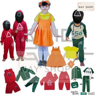ภาพขนาดย่อสินค้าชุดเด็ก เสื้อ+กางเกง เด็ก1-12 ขวบ ชุดเซ็ทสควิดเกม ชุดฮิต AEIOU ชุดส้มน่ารัก(พร้อมส่ง)