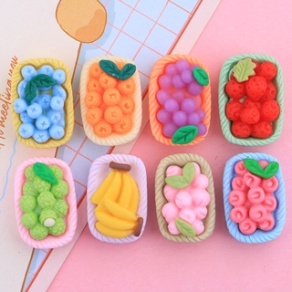 10 ชิ้น / แพ็ค ตะกร้าผลไม้จิ๋ว สร้างสรรค์ เรซิน หลังแบน เจียรหลังเบี้ย สําหรับ Diy เชือกผม เคสโทรศัพท์ ตกแต่งตู้เย็น