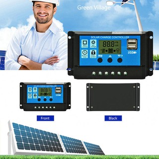 ❀ 12V/24V LCD Auto Work Solar Charge Controller PWM Dual USB Output Charger Ciflying