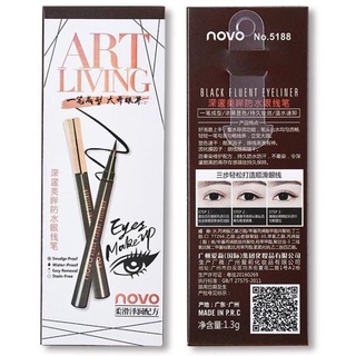 อายไลน์เนอร์ NOVO [5188] Eyeliner หัวพู่กัน สีดำสนิท หัวเรียกเล็กเขียนง่าย Novo Black Fluent Eyeliner