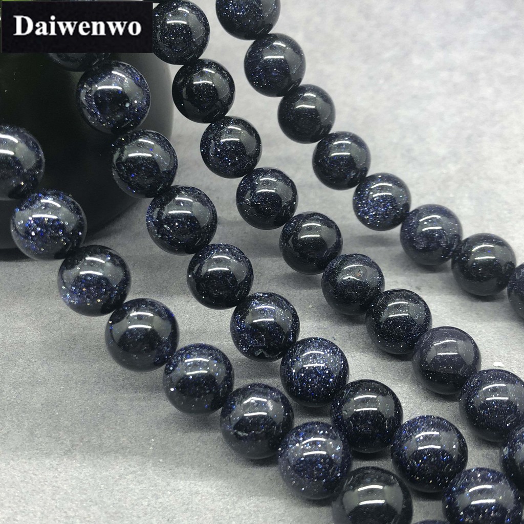 ราคาและรีวิวBlue Sand Stone Beads สีฟ้าหินทรายลูกปัด 4-12 มิลลิเมตรรอบธรรมชาติหลวมหินลูกปัด Diy สำหรับเครื่องประดับ