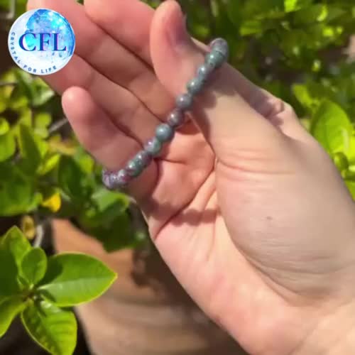 ruby-fuchsite-กำไลหินทับทิมในฟุกไซต์-ขนาดเม็ดหิน-6-7-5-มม-สร้อยข้อมือหินแท้-หินนำโชค-เอ็นยืด-หินธรรมชาติ-จากindia
