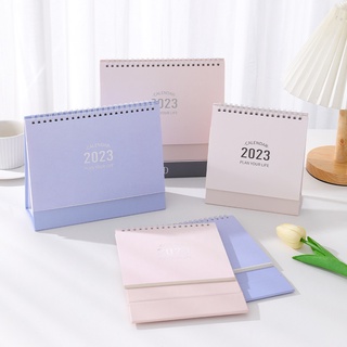 ปฏิทินตั้งโต๊ะ ปี 2023 สีพื้น พร้อมสติกเกอร์ สําหรับตกแต่งสํานักงาน 1 ชิ้น