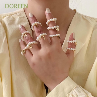 Doreen แหวนโลหะประดับมุกเครื่องประดับแฟชั่นสตรี