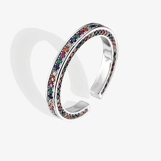 แหวนแฟชั่น, ประดับด้วยเพชร, แหวนปรับหรูหรา, แหวนสายรุ้งระดับไฮเอนด์แหวนผู้หญิงสไตล์เกาหลี