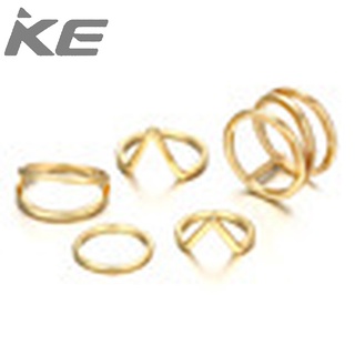 Glossy Double Line Three Spiral V Ring Combination 5 Five Piece Rings for girls for women low