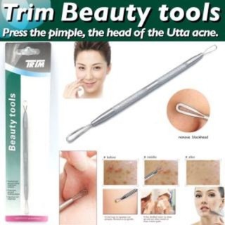 Trim Beauty Tools ที่ดันสิวเสี้ยน ดันหัวสิว 2 หัว​ วัสดุทำจากสแตนเลสอย่างดี