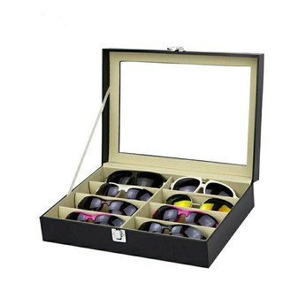 กล่องใส่แว่นตา 8 ช่อง บุหนังกำมะหยี่ รุ่น w95 จัดเก็บแว่น จัดระเบียบ กล่องจัดเก็บแว่นตา กันฝุ่น กล่องแว่นตา พร้อมส่ง