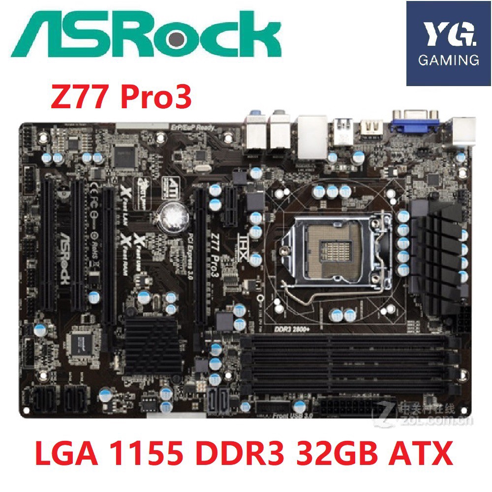 รูปภาพของASROCK Z77 Pro3 Desktop Motherboard Z77 Socket LGA 1155 DDR3 32GB ATX Original Used Mainboardลองเช็คราคา