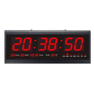 นาฬิกาดิจิตอล LED DIGITAL CLOCK แขวนผนัง 48x18.9x3.5 ซ.ม รุ่น 4819 นาฬิกา ตั้งโต๊ะ นาฬิกาแขวน LED ตัวเลข:สีฟ้า เขียว แดง