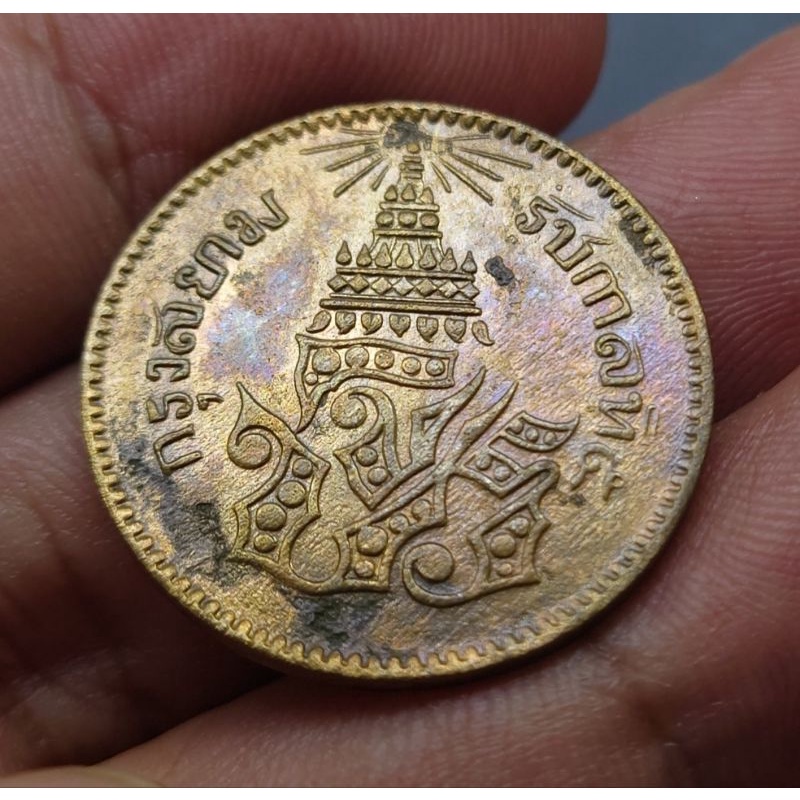 เหรียญอัฐ-อันเฟื้อง-แท้-ทองแดง-เหรียญโบราณสมัย-ร-5-จ-ป-ร-ช่อชัยพฤกษ์-จศ-1236-รัชกาลที่5-ผ่านใช้-ของสะสม-เงินโบราณ