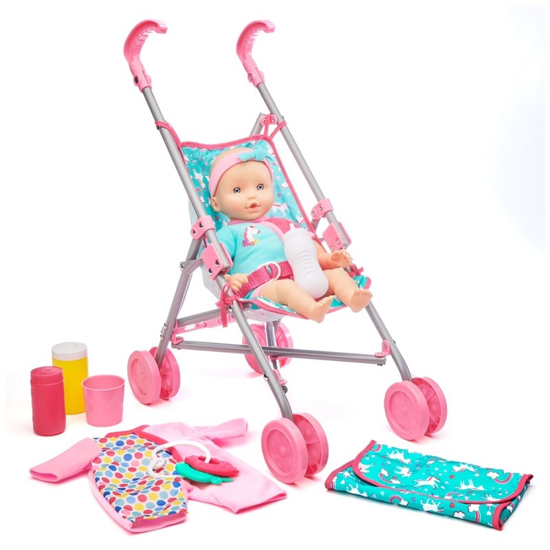 kid-connection-baby-doll-stroller-set-10-pieces