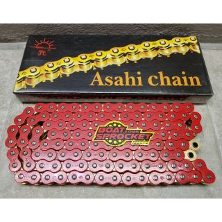 สีแดงประกบทอง โซ่ Asahi X ring 520-120 ข้อ ของแท้ 100%