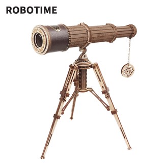 Robotime Rokr กล้องโทรทรรศน์ไม้ตาเดียว 3D ของเล่นสําหรับเด็ก