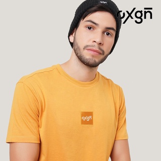 โลโก้รุ่น OXGN เสื้อยืดแบบง่ายพอดีพร้อมเย็บปักถักร้อยสําหรับผู้ชาย (ดํา / ขาว / บลัชออน / มัสตา zUx