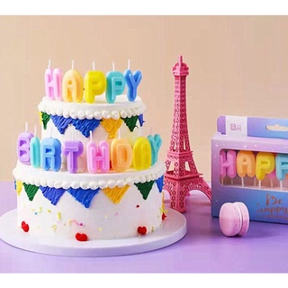 เทียนวันเกิดHappy Birthday แบบแยกตัวอักษรสีพาสเทล(แบบใหม่)