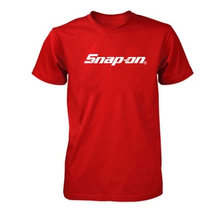 เสื้อยืด คอกลม สีแดง ลายสีขาว แขนสั้น ลาย snap on sn002