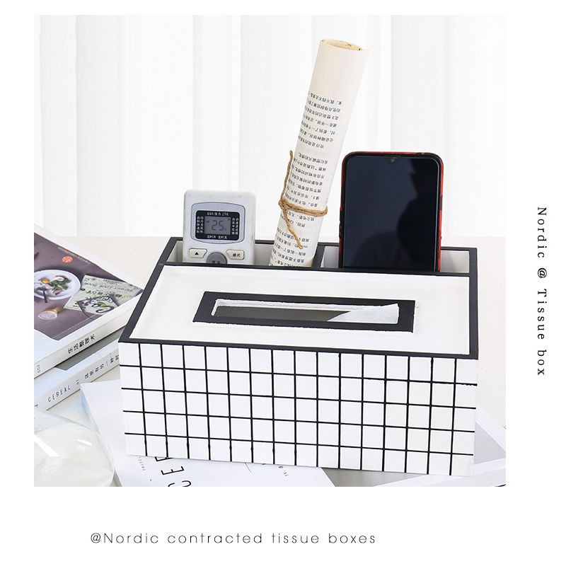 hot-sale-nordic-ins-กล่องกระดาษทิชชูบ้านหรูน่ารักห้องนั่งเล่นรีโมทคอนโทรลมัลติฟังก์ชั่กล่องปั๊มอเมริกัน
