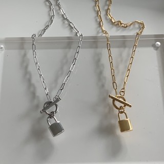 (โค้ด X8SFXJ ลด 20%) A.piece  สร้อยคอไทเทเนียม [titanium &amp; 18K gold plated] lock chain necklace (429)