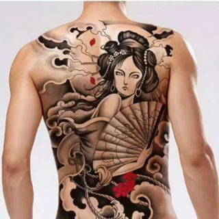 Tattoo เกอิชา สติ๊กเกอร์เต็มหลัง