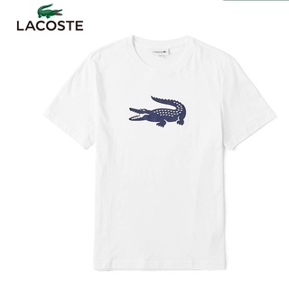[S-5XL] Lacoste เสื้อยืดลําลองแฟชั่นใหม่สําหรับผู้ชายผ้าฝ้ายแขนสั้นคอกลมลายหนังจระเข้ | Th1762