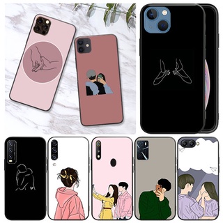 เคสโทรศัพท์มือถือแบบนิ่ม ลายคู่รัก แฟชั่น สีดํา สําหรับ Samsung J4 J6 J8 2018 J4 J6 Plus J4 J6 Prime J7 J7 Core