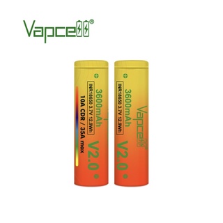 Vapcell INR18650 3600mAh 3.7V 10A/35A V2.0(UPGRADE VERSION)รุ่นใหม่ ของแท้(ได้ถ่าน2ก้อน)