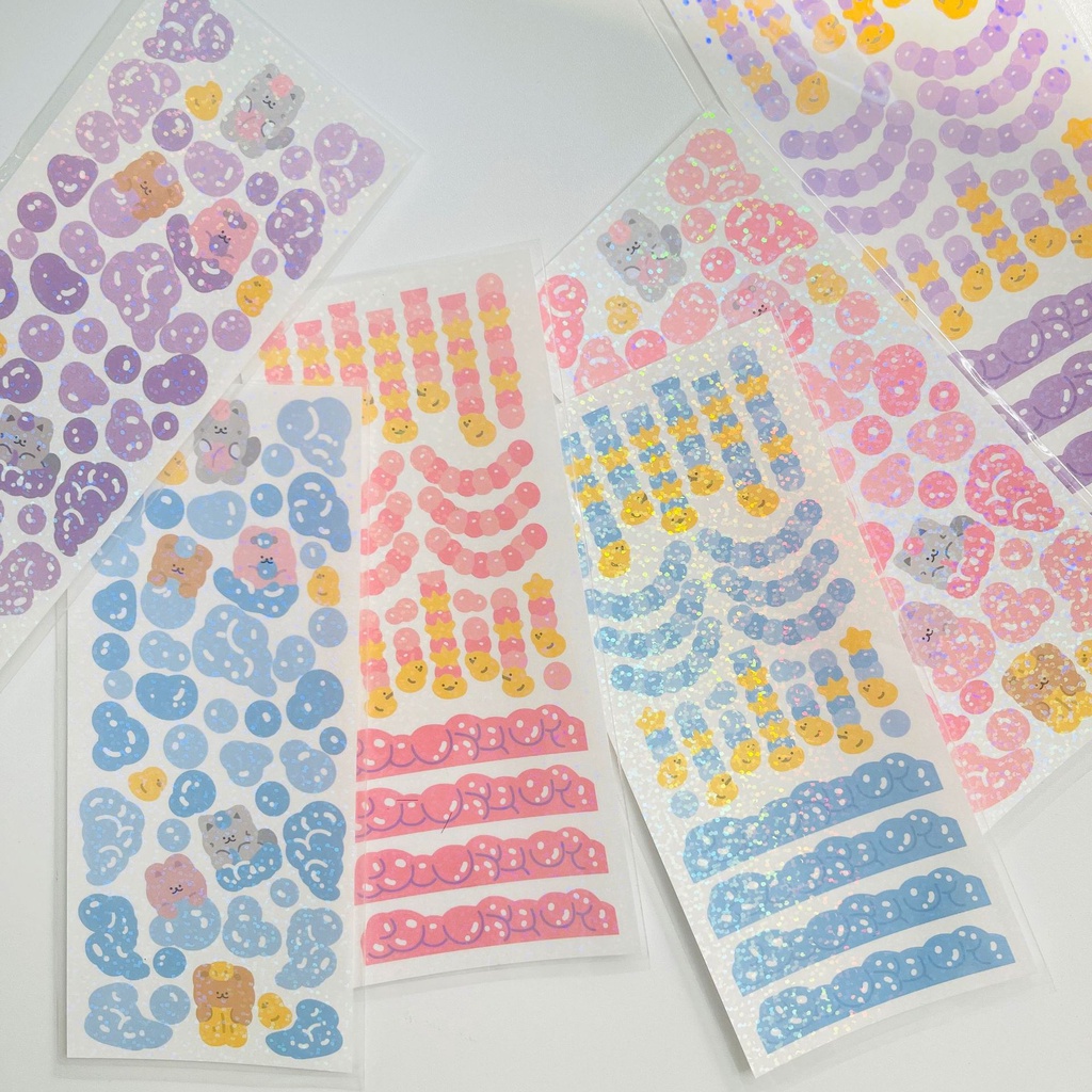 galicici-stickers-ins-สติกเกอร์หมีการ์ตูนน่ารัก-วัสดุ-diy-สติกเกอร์โฮโลแกรม-สติกเกอร์เกาหลี