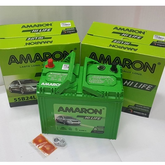 amaron-55b24l-r-hi-life-รับประกัน-2-ปี-สำหรับ-ซีวิค-วีออส-อัลติส-ยาริส-มาสด้า2-สวิฟท์-แบตเตอรี่ใหม่-คุณภาพสูง-ส่งเร็ว