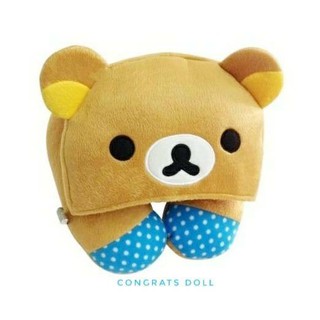 (ลิขสิทธิ์แท้ ส่งฟรี) หมอนรองคอ ริลัคคุมะ คุมะ Rilakkuma