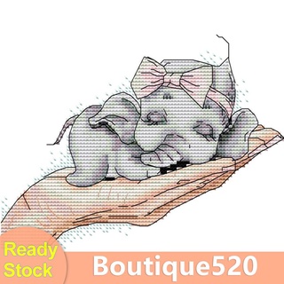 Bou【พร้อมส่ง】ภาพปักครอสติชคริสตัล รูปช้าง 14CT สําหรับตกแต่งผนังบ้าน