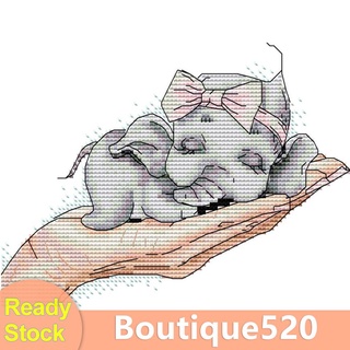 Bou【พร้อมส่ง】ภาพปักครอสติชคริสตัล รูปช้าง 14CT สําหรับตกแต่งผนังบ้าน