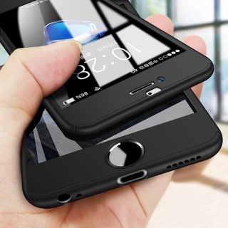 เคสโทรศัพท์มือถือ PC แข็ง 360 องศา พร้อมกระจกนิรภัย สําหรับ iPhone 5 5S SE 6 6s 7 8 Plus X XS XR