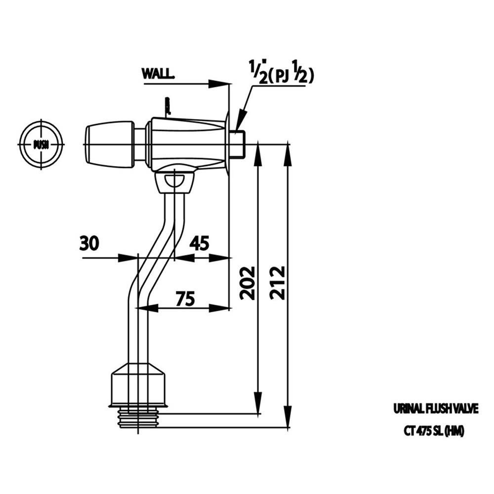 อะไหล่โถปัสสาวะ-ฟลัชวาล์วนั่งราบ-cf-50i-สุขภัณฑ์-ห้องน้ำ-urinal-flush-valve-cotto-ct475sl-hm