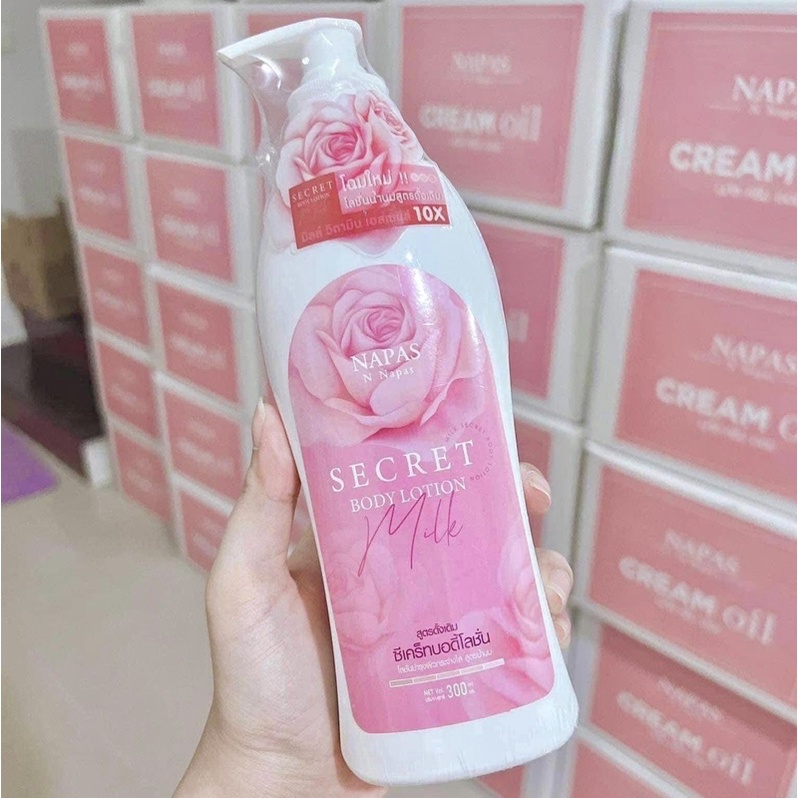 โฉมใหม่-โลชั่น-นมหอม-napas-secret-body-lotion-ซีเคร็ทบอดี้โลชั่น-300ml-ครีมนภัส-napas-cream-oil-นภัส-ครีมออยหอม-200ml