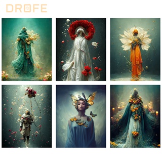 Drofe 【40*50 ซม. ไม่มีกรอบ】ภาพวาดสีน้ํามันบนผ้าใบ ตามตัวเลข สไตล์โมเดิร์น สําหรับตกแต่งบ้าน