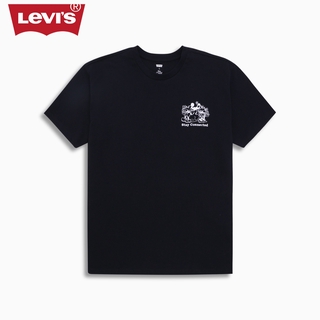 เสื้อยืดอินเทรนด์ผู้ชายอินเทรนด์ผู้หญิงLEVIS Lhc Levi  S X เสื้อยืดแขนสั้นพิมพ์ลาย Disney Mickey And His Friends สีด ํ