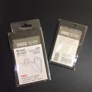 สินค้า ๊Uhoo acrylic สีดำกรอบใส่บัตร ใส่บัตรบัตรพนักงาน สวย ใสใส่บัตร 2 ใบได้ใส่บัตร key card