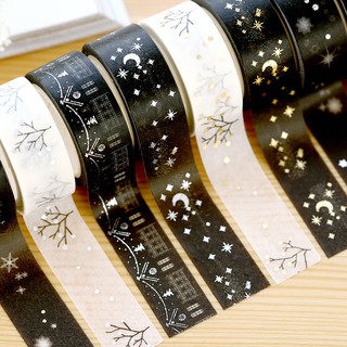 Office Supplies1 PC Gilding Washi Tape White&amp;Black Series Art Journal Decoration Bronzing Scrapbooking Masking Wedding/