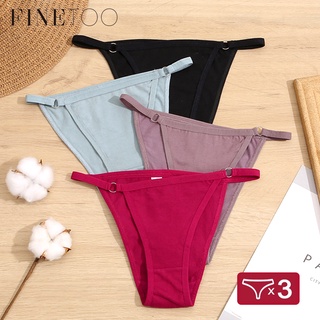 FINETOO Cotton Panty Women 3Pcs/set Sexy Low Waist Underwear M-2XL Ladies Cotton  Briefs Soft Feamle Lingerie 2021