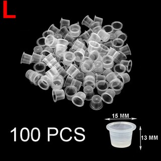 จุกใส่หมึกสัก 100ชิ้น ขนาด L จุกหมึก จุดใส่สีสัก Disposable Plastic Tattoo Ink Cup Pigment Holder 100 Piece Size L