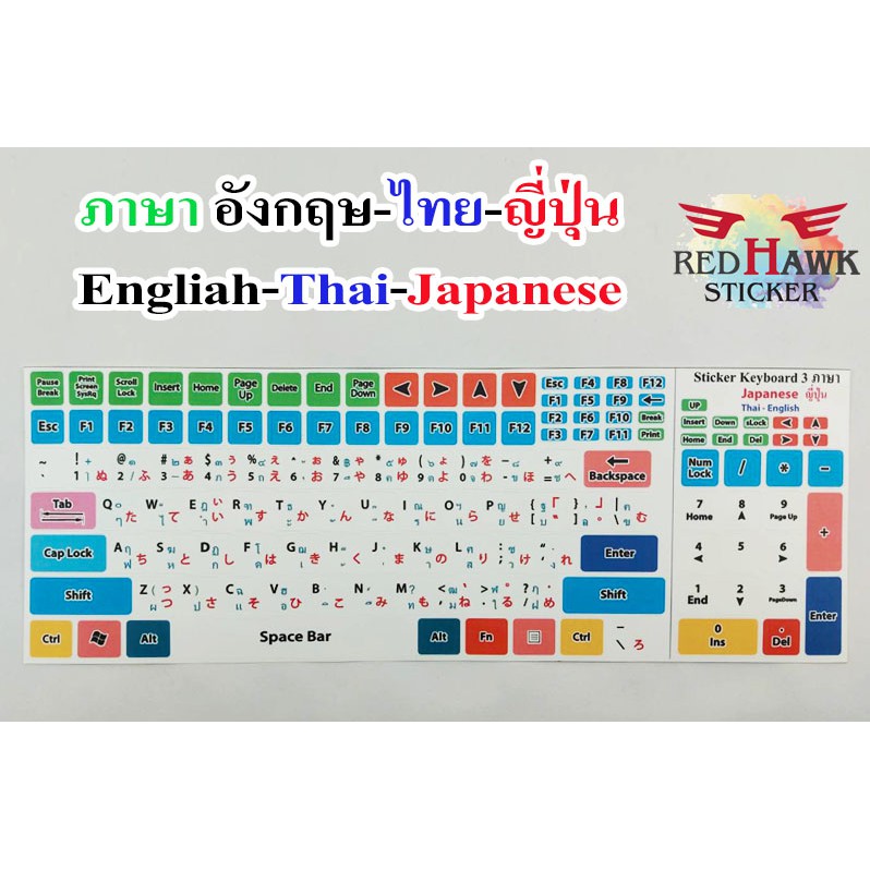 สติ๊กเกอร์แปะคีย์บอร์ด-keyboard-ภาษา-ญี่ปุ่น-อังกฤษ-ไทย-japan-english-thai