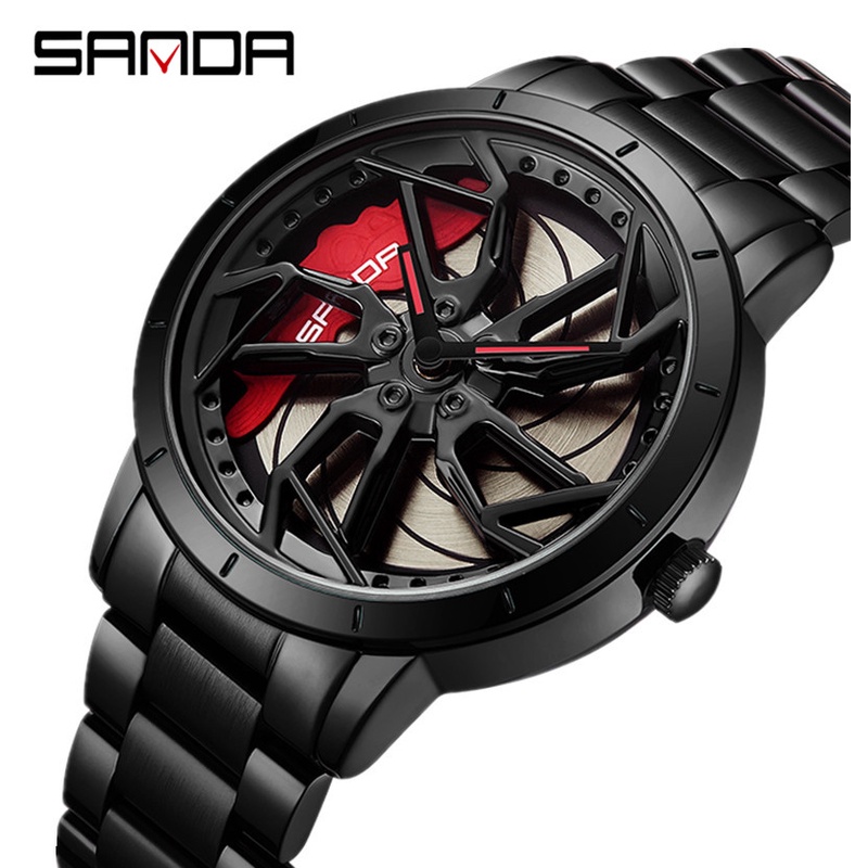 sanda-brand-นาฬิกาข้อมือควอตซ์แฟชั่น-สายแสตนเลส-หน้าปัดหมุนได้-กันน้ํา-สําหรับบุรุษ