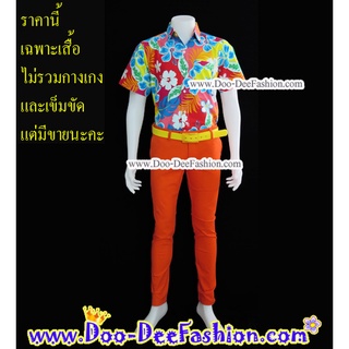 เสื้อลายดอก-L036 เสื้อลายดอก,เสื้อสงกรานต์,เสื้อแหยม,เชิ้ตลายดอก,ชุดพี่คล้าว (SA) (ไซส์ L:รอบอกไม่เกิน 43 นิ้ว)