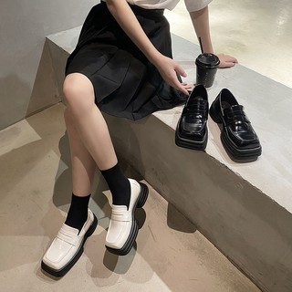 ภาพขนาดย่อสินค้ารองเท้าโลฟเฟอร์ สไตล์ใหม่ทุกการแข่งขันสไตล์วิทยาลัยรองเท้าหนังพื้นหนาอารมณ์สแควร์นิ้วเท้ารองเท้าเดียวผู้หญิงแนวโน้ม