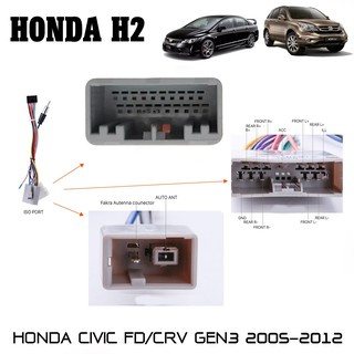 ปลั๊กตรงรุ่นจอแอนดรอย HONDA CIVIC FDซีวิคนางฟ้า CRV GEN3 2005-2012 รุ่นแถมจอติดรถไม่ต้องต่อสาย มาพร้อมปลั๊กเสา FM 16pin