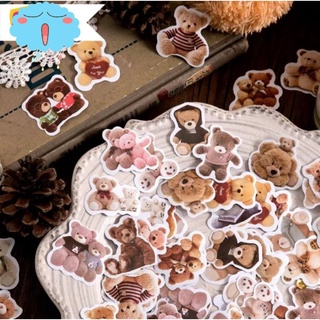 สติ๊กเกอร์น้องหมี สติ๊กเกอร์รูปหมีKawaii รูปหมีScrapbooking Journalสติ๊กเกอร์ตกแต่งสมุด ไดอารี่น่ารัก 1กล่องมี45Pcs.