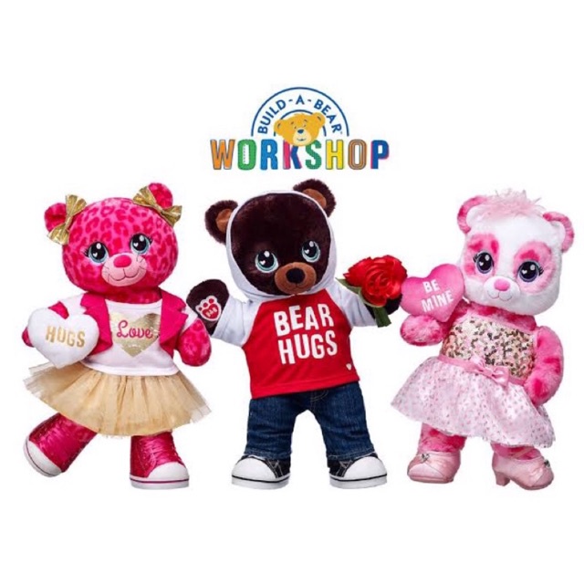 ตุ๊กตาหมี-บิ้วอะแบร์-สีน้ำตาลเข้ม-ของขวัญวาเลนไทน์-valentine-build-a-bear-workshop-สินค้ามือสองสภาพใหม่จากอเมริกา
