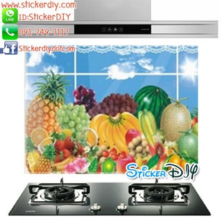 Aluminium Foil Sticker สติ๊กเกอร์อลูมิเนียม ผลไม้รวมสไตล์A (กว้าง90cm.xสูง60cm.)